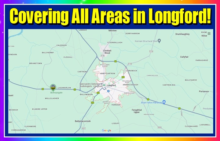 Map of Areas covered by Bouncy Castle Hire Longford